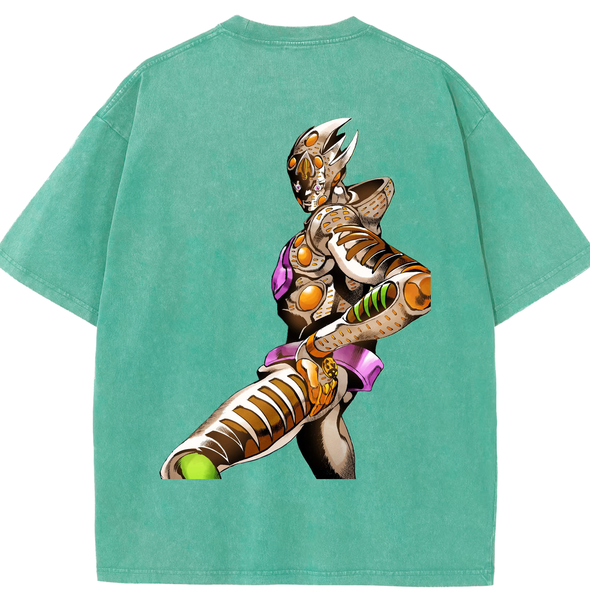 （画像用） ジョジョの奇妙な冒険 ジョルノ?ジョバァーナ JoJo's Bizarre Adventure Giorno Giovanna 綿100% ヴィンテージ風 半袖Tシャツ（背面プリント）